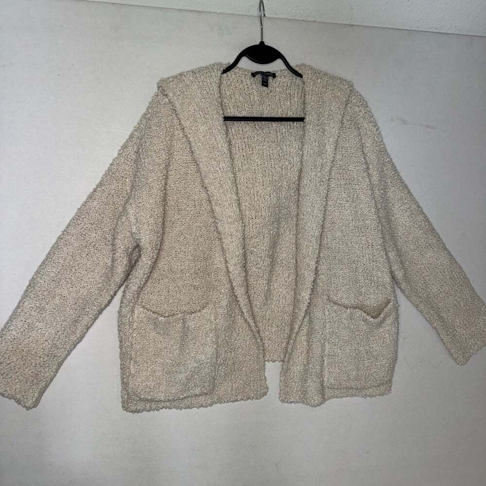 Eileen Fisher Size M Hooded Boucle Knit Cardigan